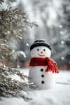 snowman, winter, snow, scarf, red, hat, festive, christmas, holiday, cold, season, seasonal, december, january, fun, outdoor, nature, white, happy, smile, cheerful, cute, adorable, ai generated